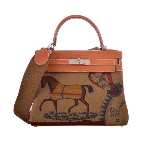 hermes bag with horse print.